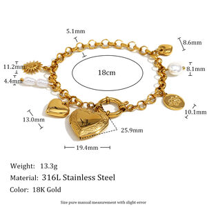 1 Piece Classic Series Daily Heart Stainless Steel Waterproof Women's Charm Bracelets h5 Picture2