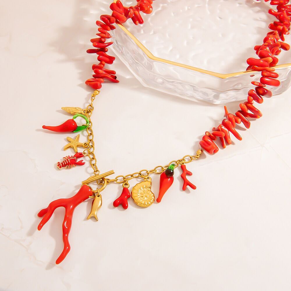 Collane con ciondolo color oro impermeabile in acciaio inossidabile oceanico h5Immagine4