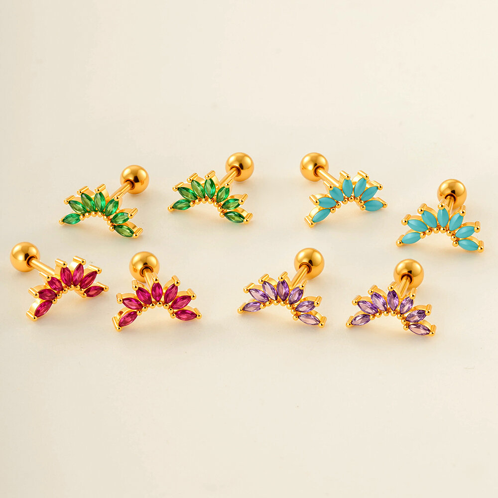 Kupfer Gold Farbe Zirkon Piercings Ohrringe Bild3
