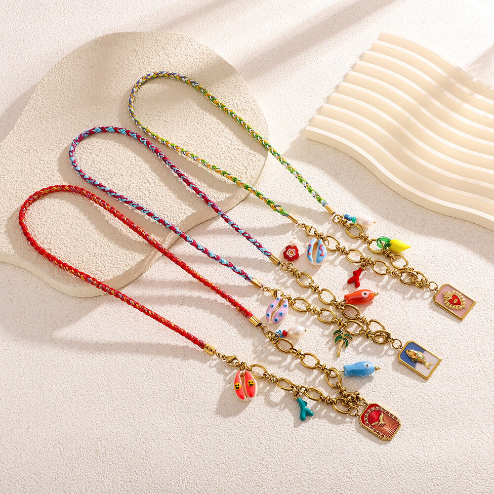 Colorful Oil- Glazing Conch Stainless Steel Waterproof Women's Pendant Necklaces Picture3