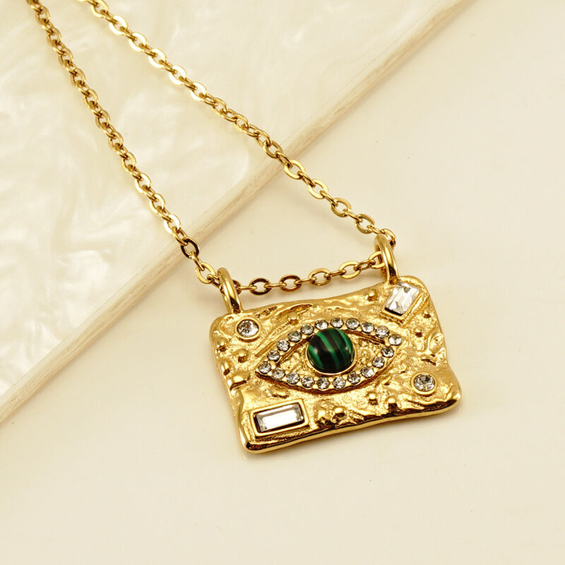 Devil's Eye Stainless Steel Waterproof Gold Color Pendant Necklaces 2