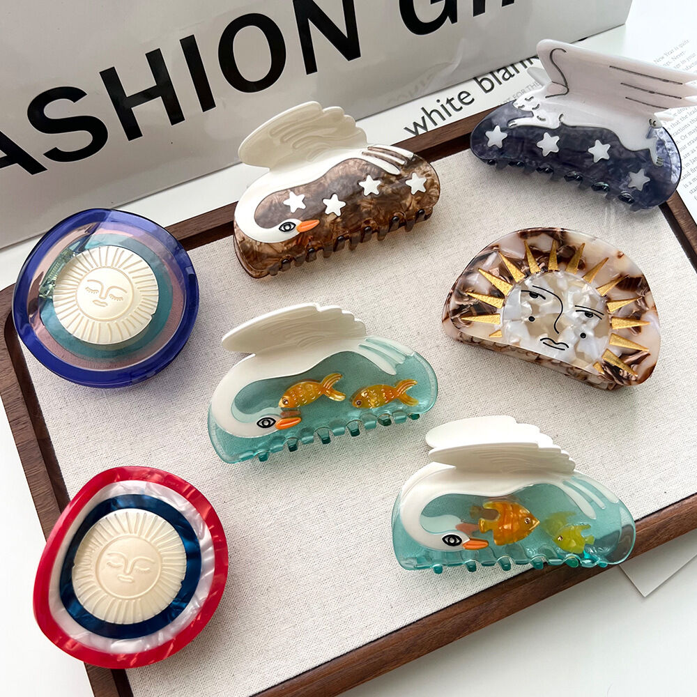 1 Pair Simple Series Casual Sun/Moon Acetate Women's Hair Claws