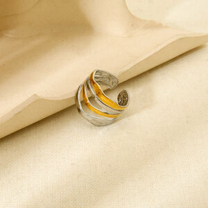 Simple Series Daily Color Block Stainless Steel Waterproof Women's Rings h5 Picture3