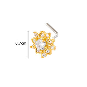 1 Piece Luxurious Flower Copper Gold Color Zircon Women's Nose Stud h5 Picture2
