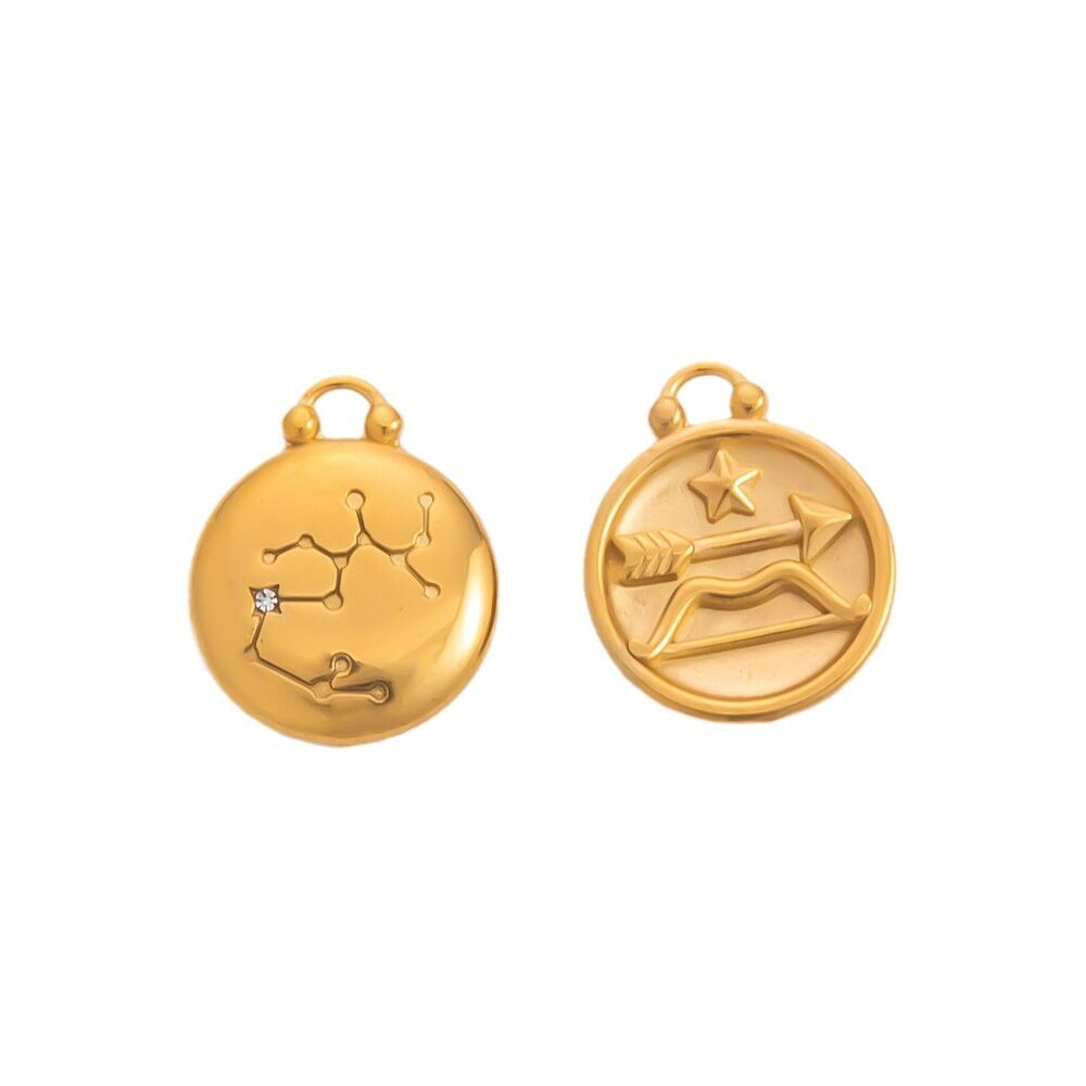 Constellation Round Stainless Steel Waterproof Gold Color Women's Pendants Picture6