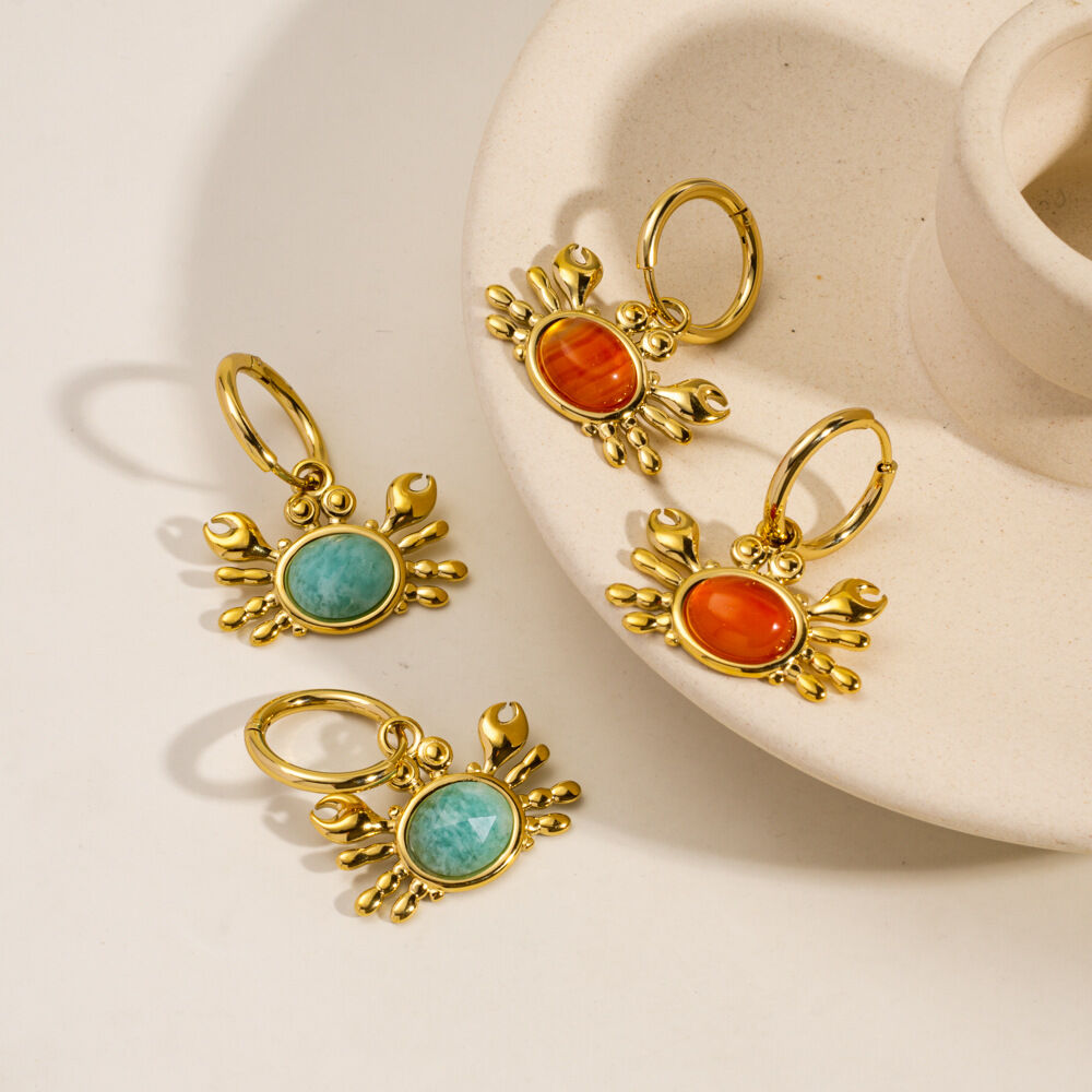 Ocean Series Stainless Steel Waterproof Lady Crab Earrings for Women 2