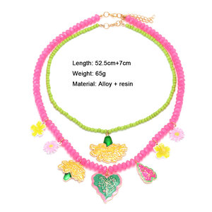 Sweet Flower Alloy Layered Beaded Necklaces h5
