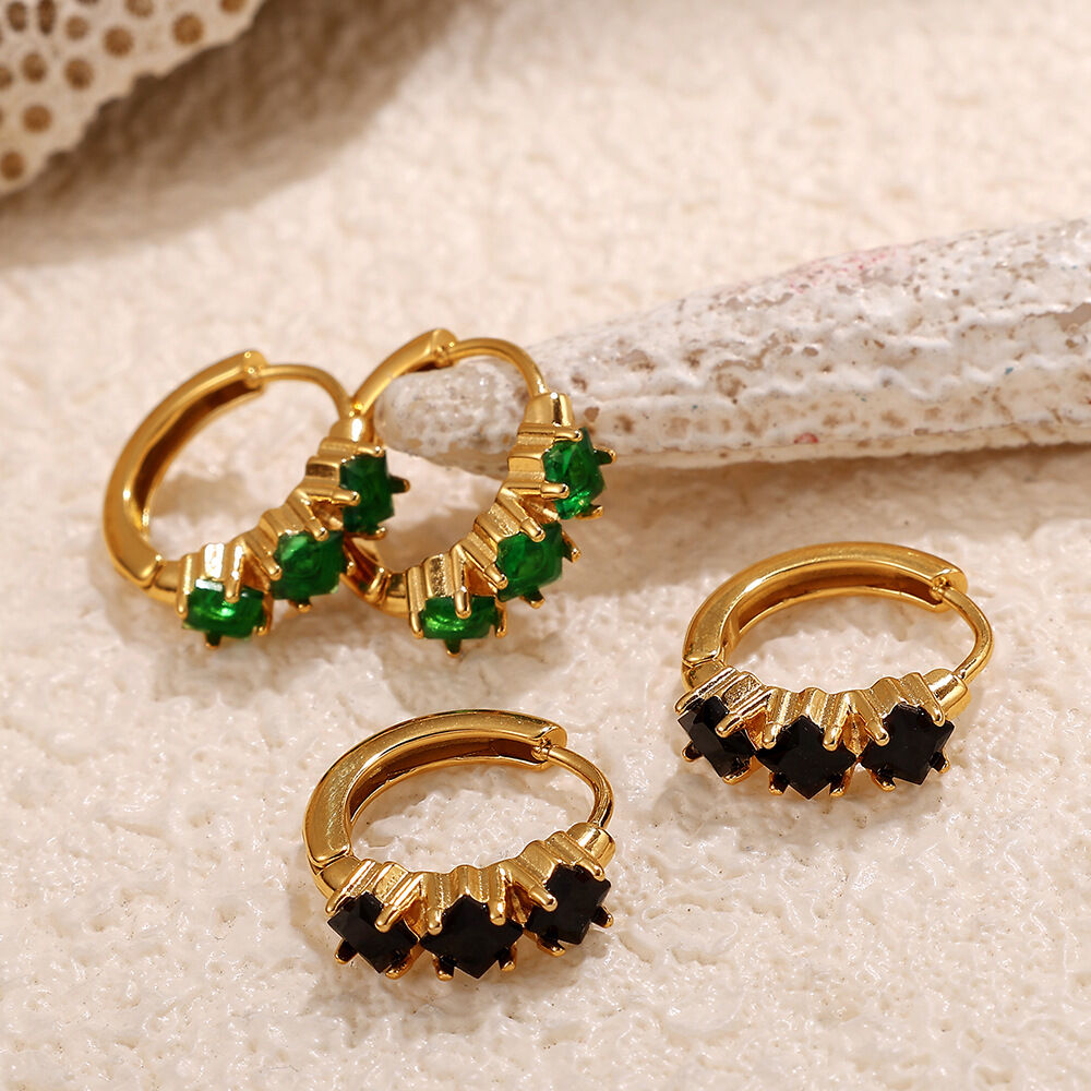 Stainless Steel Waterproof Gold Color Hoop Earrings h5 Picture4