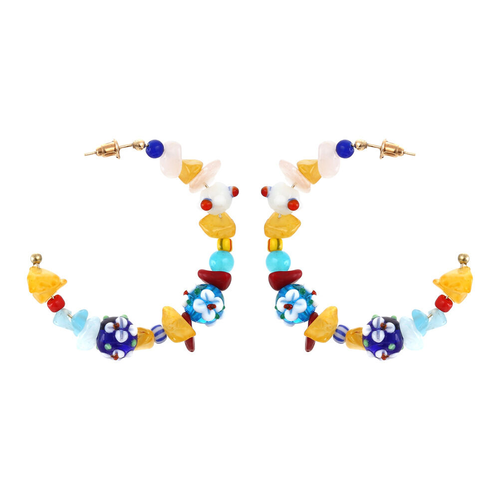 Sweet Flower Glass Beads Beads Earrings 2
