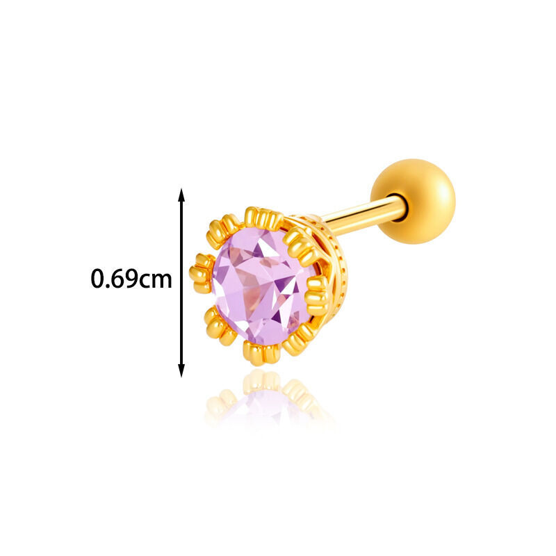 1 Adet Basit Seri Basit Kalp Bakır Altın Rengi Zirkonyum Kadın Piercing Küpe h5Resim2