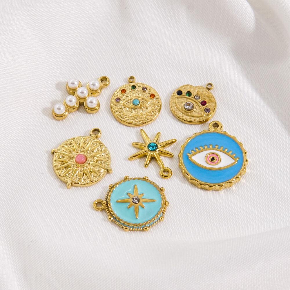 1 Pair Simple Series Retro Eye Stainless Steel Waterproof   Gold Color  Women's Pendants 2