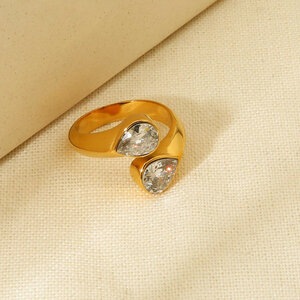 Simple Drop Shaped Stainless Steel Waterproof Women's Rings h5 Picture3