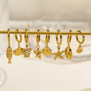 Ocean Series Golden Sea Snail Stainless Steel Waterproof Women's Earrings h5 Picture2