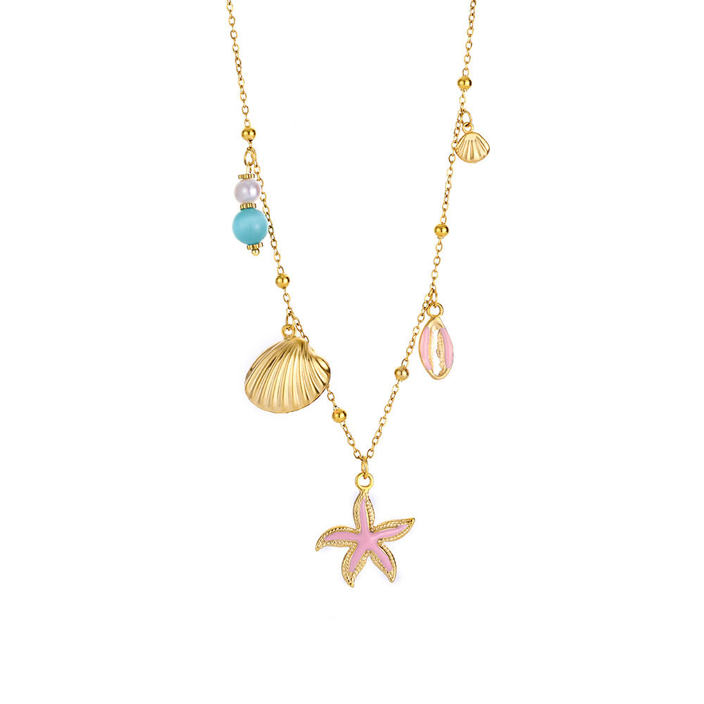 Classic Starfish Colorful Gold Color Women's Pendant Necklaces 