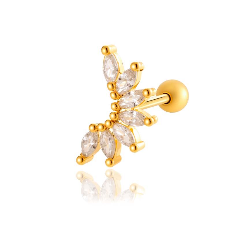 Kupfer Gold Farbe Zirkon Piercings Ohrringe 