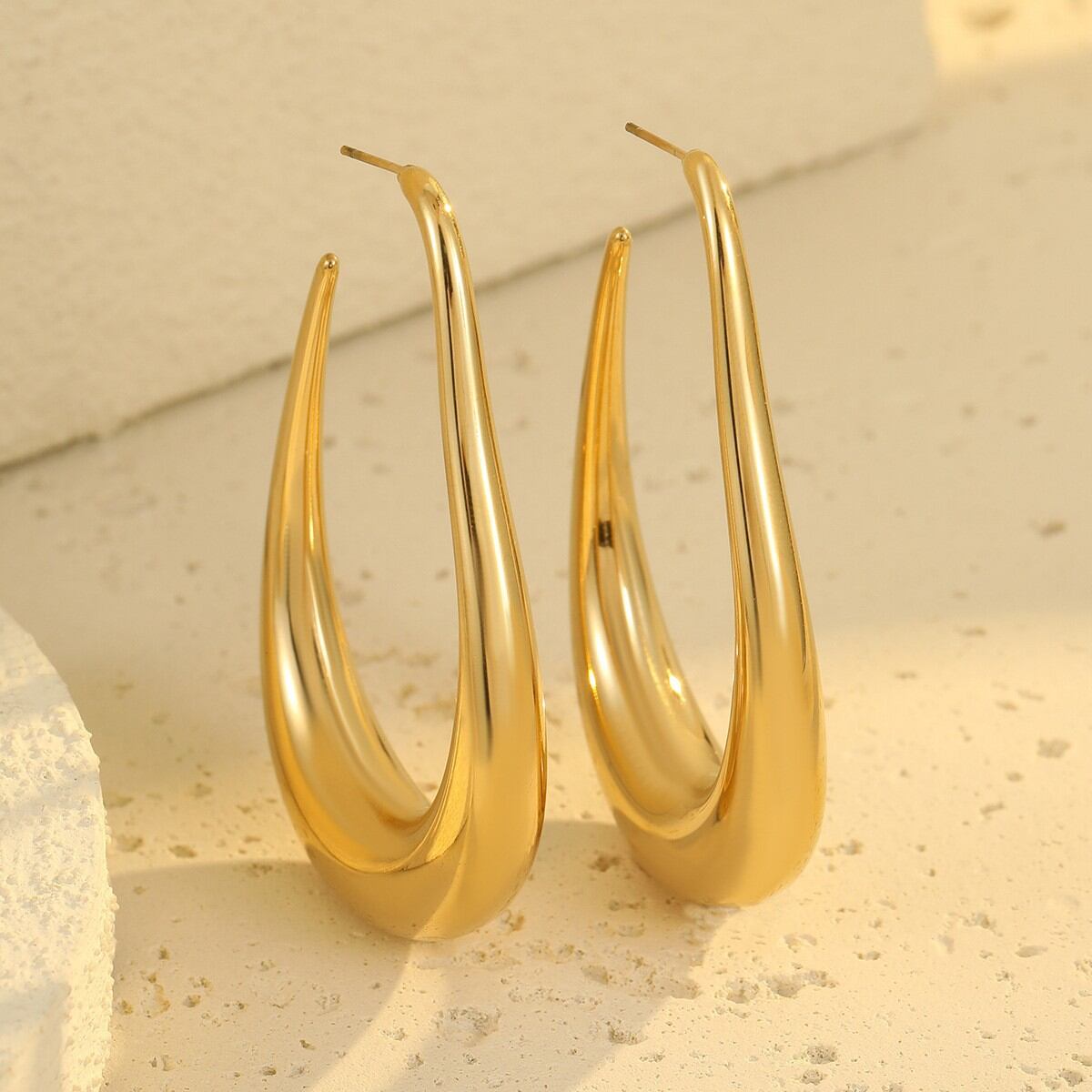 1 Pair Simple Series Simple Solid Color Stainless Steel Waterproof Women's Hoop Earrings 2