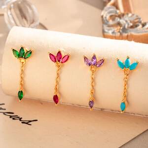 1 Piece Simple Series Simple Geometric Copper Gold Color Zircon Women's Piercings Earrings h5 Picture6