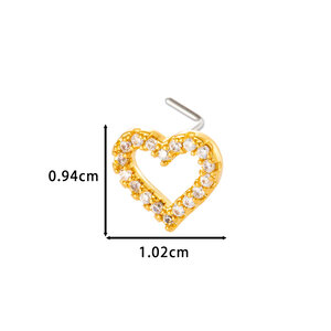 1 Piece Heart Copper Gold Color Zircon Women's Nose Stud h5 Picture2