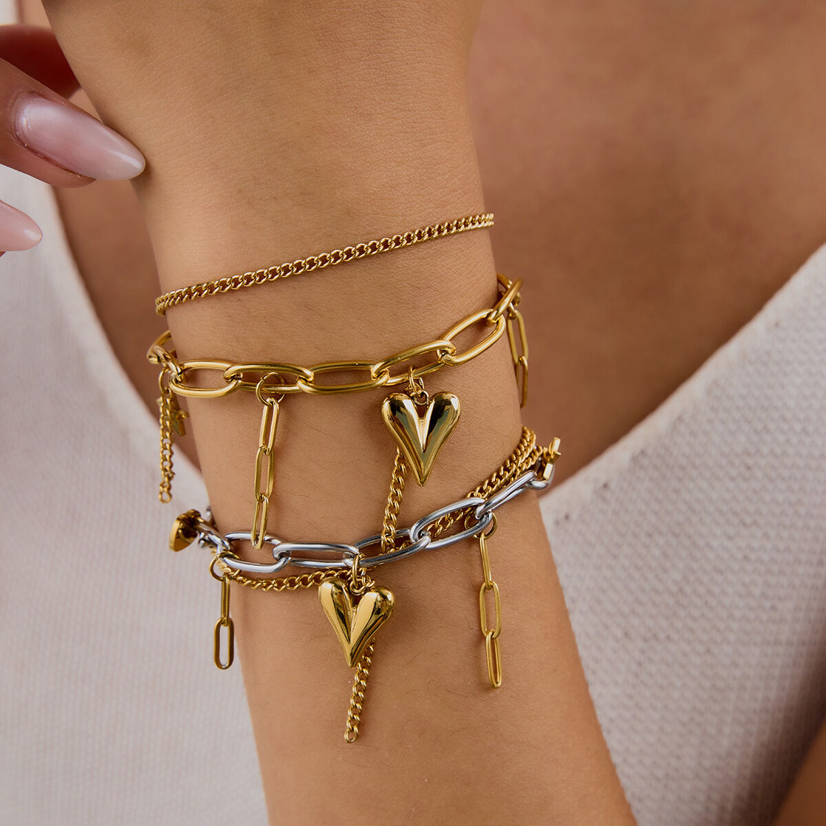 Hartvormige roestvrijstalen armbanden met gemengde kleuren