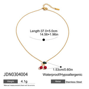 Graziosa collana con ciondolo color oro impermeabile in acciaio inossidabile a forma di ciliegia h5 Immagine2