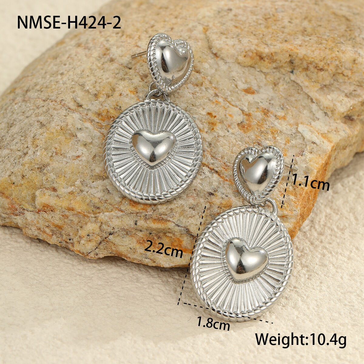 Boucles d'oreilles ovales couleur acier NMSE-H424-2 Image2