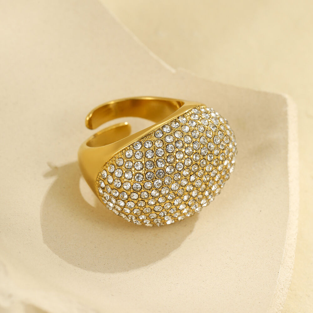 1 paar luxe, geometrische, waterdichte, goudkleurige statement ringen uit de Daily-serie, gemaakt van roestvrij staal. h5Afbeelding4