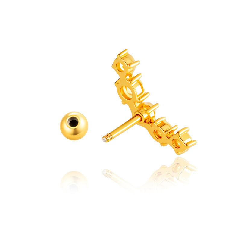 1 Adet Basit Seri Basit Kalp Bakır Altın Rengi Zirkonyum Kadın Piercing Küpe h5 Resim7