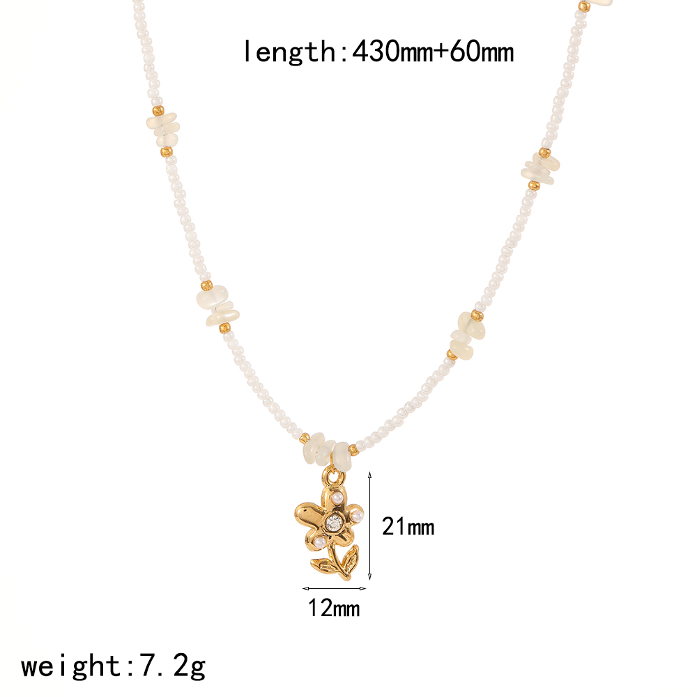 Romantic Flower Stainless Steel Waterproof Gold Color Pendant Necklaces Picture2