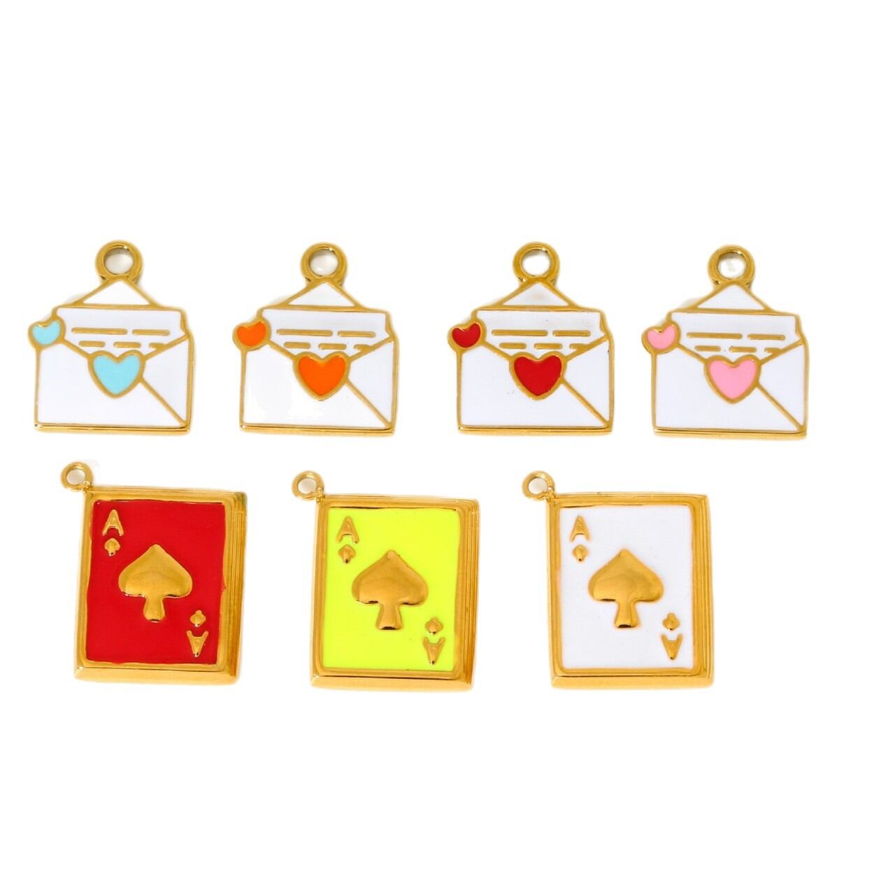 1 Pair Romantic Series Sweet Heart Stainless Steel Waterproof   Gold Color  Women's Pendants Picture5