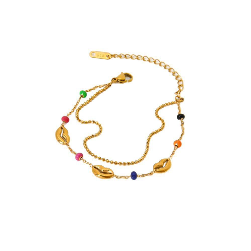 Modische, farbenfrohe, wasserdichte Damenarmbänder aus Edelstahl mit Muschelmuster h5Bild5