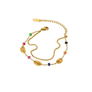 Modische, farbenfrohe, wasserdichte Damenarmbänder aus Edelstahl mit Muschelmuster h5 Bild5