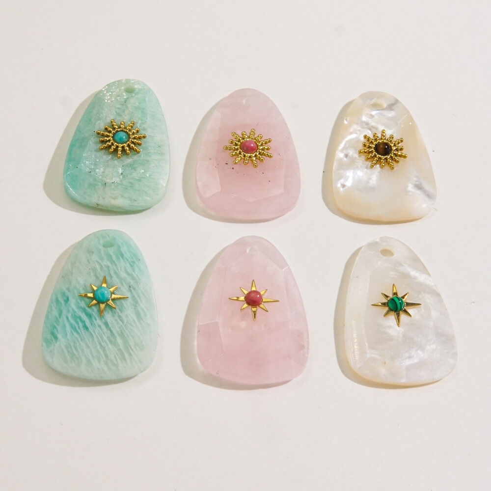 1 Pair Simple Series Elegant Solid Color Natural Stones Women's Pendants