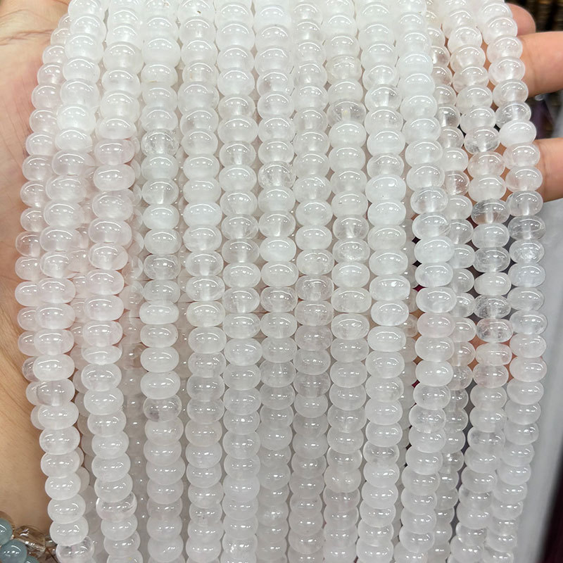 1 String Rock Crystal Quartz Natural Stones Wheel Beads Jewelry Beads 2