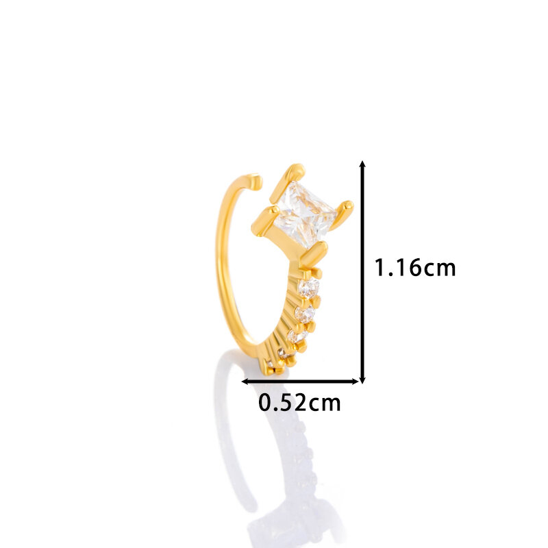 1 Stück quadratischer Nasenstecker aus Kupfer und Gold mit Zirkonia für Damen h5 Bild2
