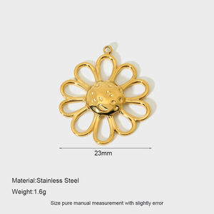 1 paio di ciondoli unisex in zircone color oro impermeabile in acciaio inossidabile con fiore retrò della serie lussuosa h5 Immagine4
