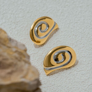 Spiral Stainless Steel Waterproof MIxed Color Stud Earrings h5 Picture4