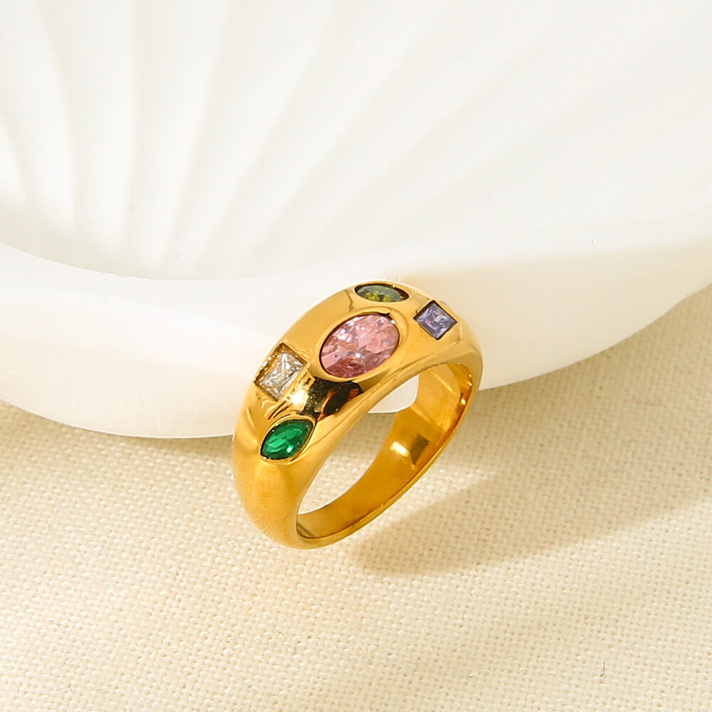 Luxurious Series Retro Geometric Stainless Steel Waterproof  Statement Rings