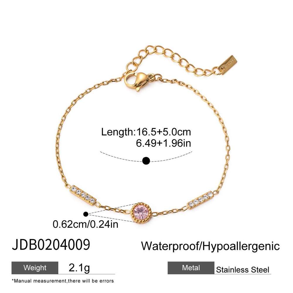 Simple Stainless Steel Waterproof Gold Color Charm Bracelets