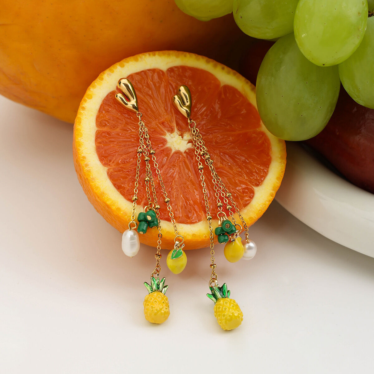 Cute Fruit Gold Color Dangle Earrings