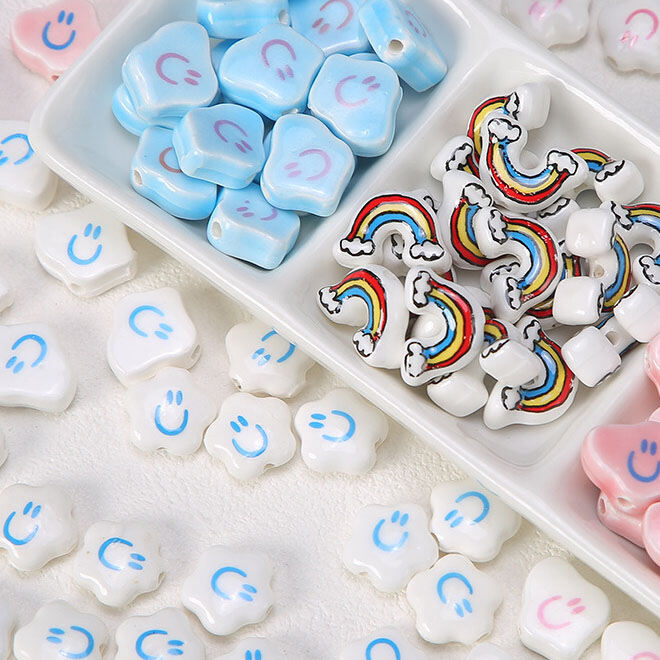 1 Piece Smiling Face Ceramics DIY Jewelry Bead 2