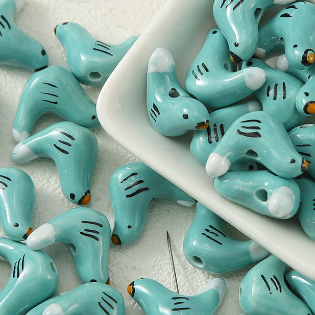 1 Piece Bird Ceramics DIY Jewelry Bead Picture4