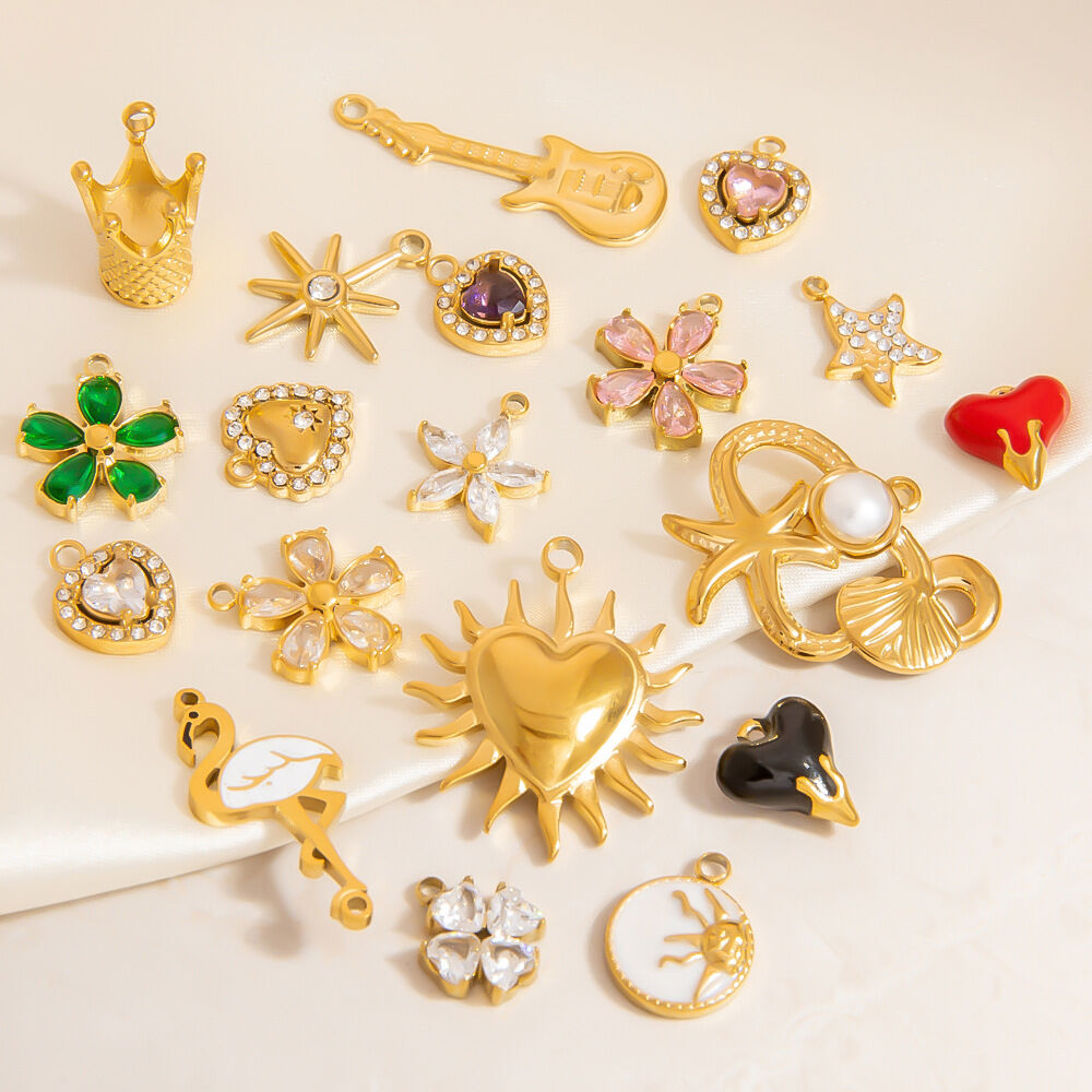 Shining Flower Stainless Steel Waterproof Gold Color Women's Pendants h5 Picture3