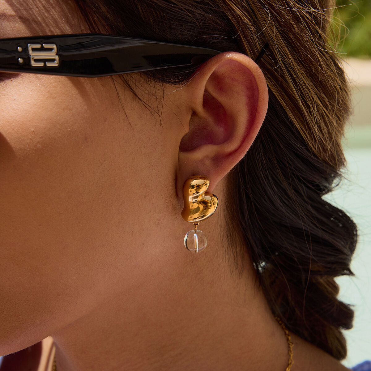 Heart Stainless Steel Waterproof Gold Color Drop Earrings 2