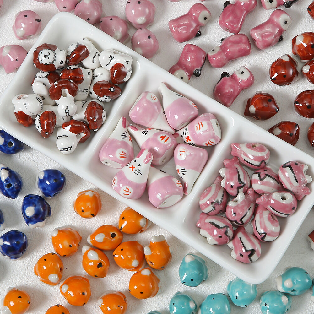 1 Piece Cute Rabbit Ceramics DIY Jewelry Bead