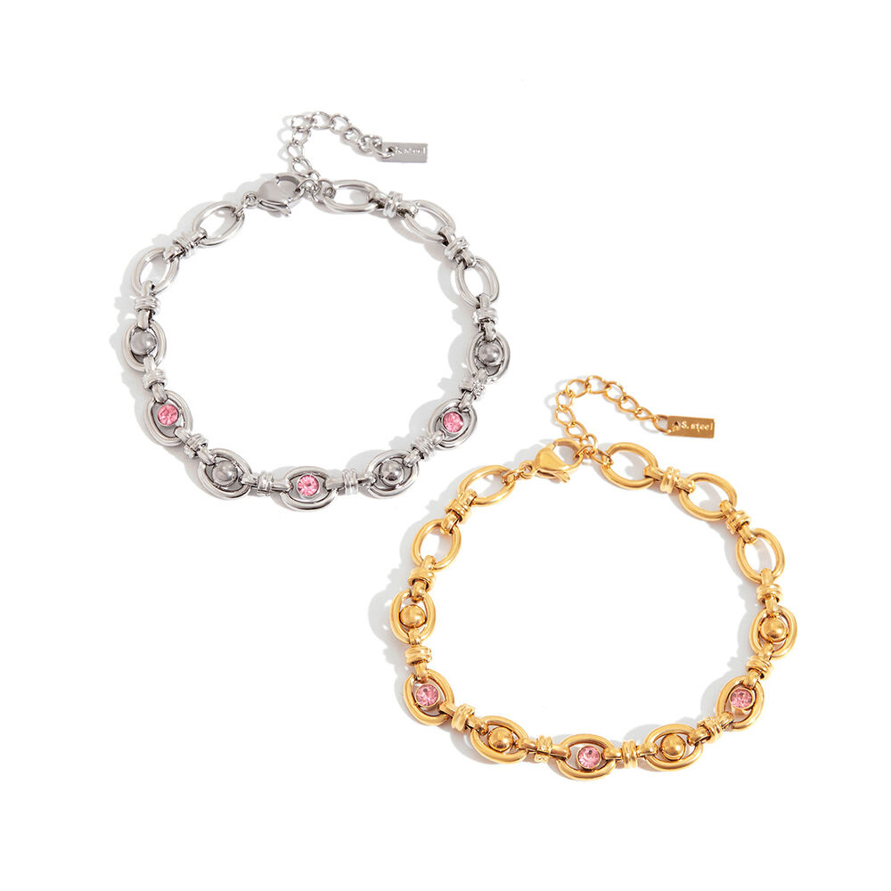 Braccialetti a catena classici in acciaio inossidabile color oro impermeabili h5Immagine5