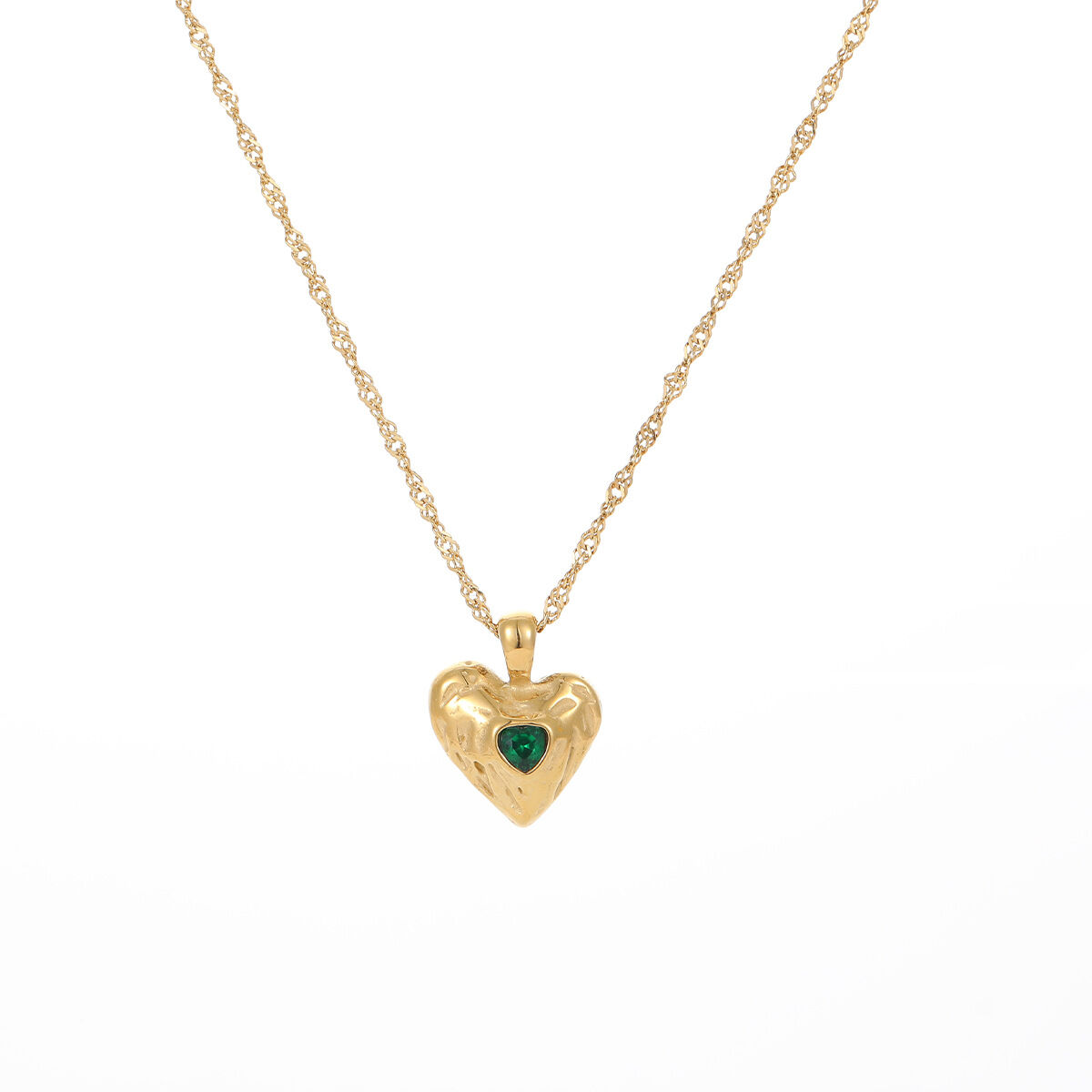1 paio di collane con ciondolo a forma di cuore in acciaio inossidabile color oro, serie semplice, da donna h5 Immagine5