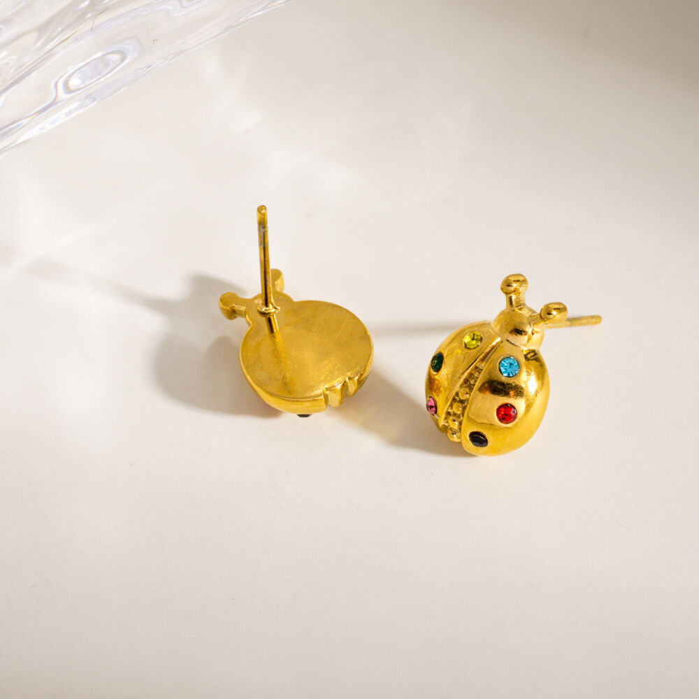 Cute Stylish Stainless Steel Waterproof Ladybug Women's Earrings Picture3