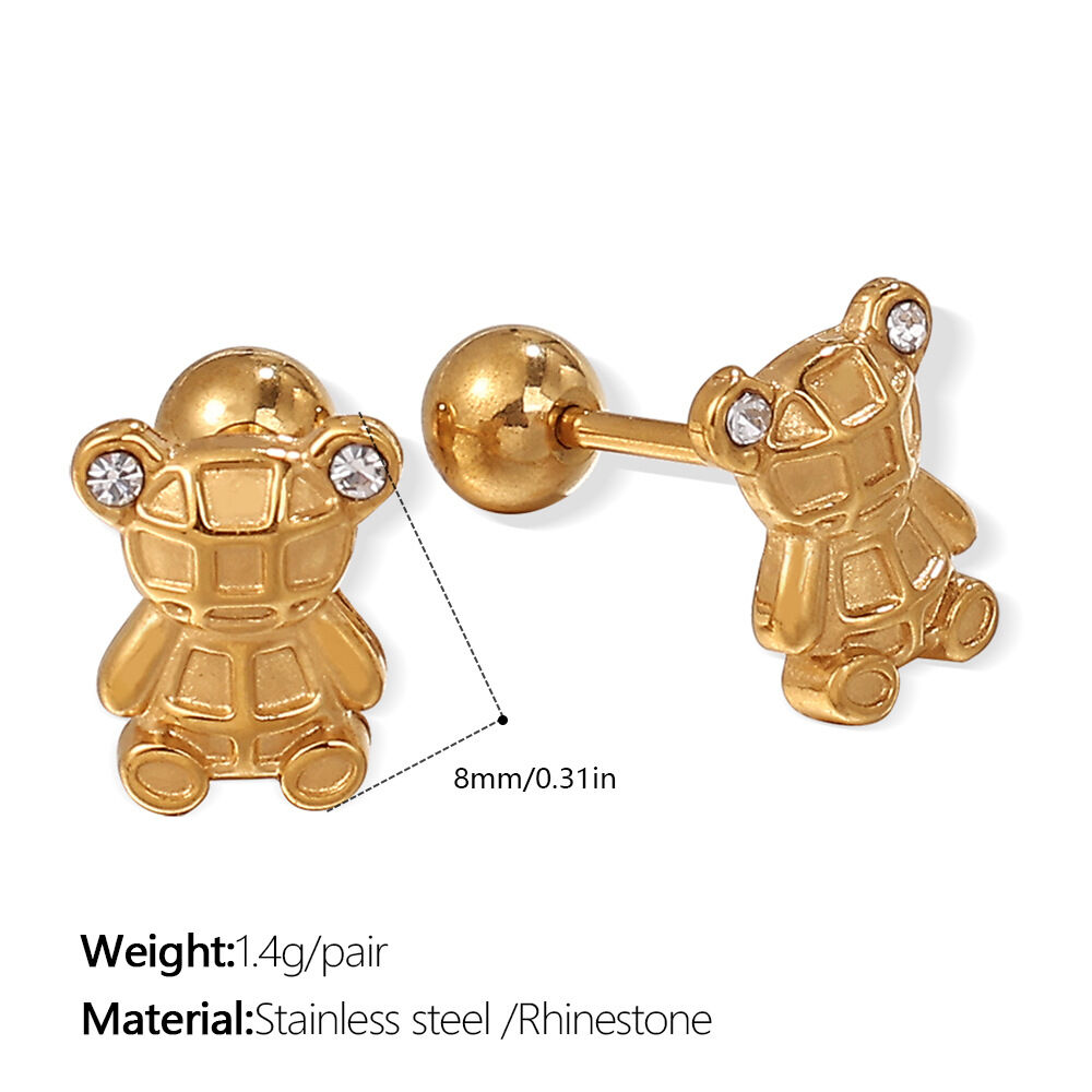 Eh975Weg White Diamond Gold Stud Earrings Picture2