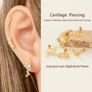 Star Copper Gold Color Piercings Earrings h5 Picture4