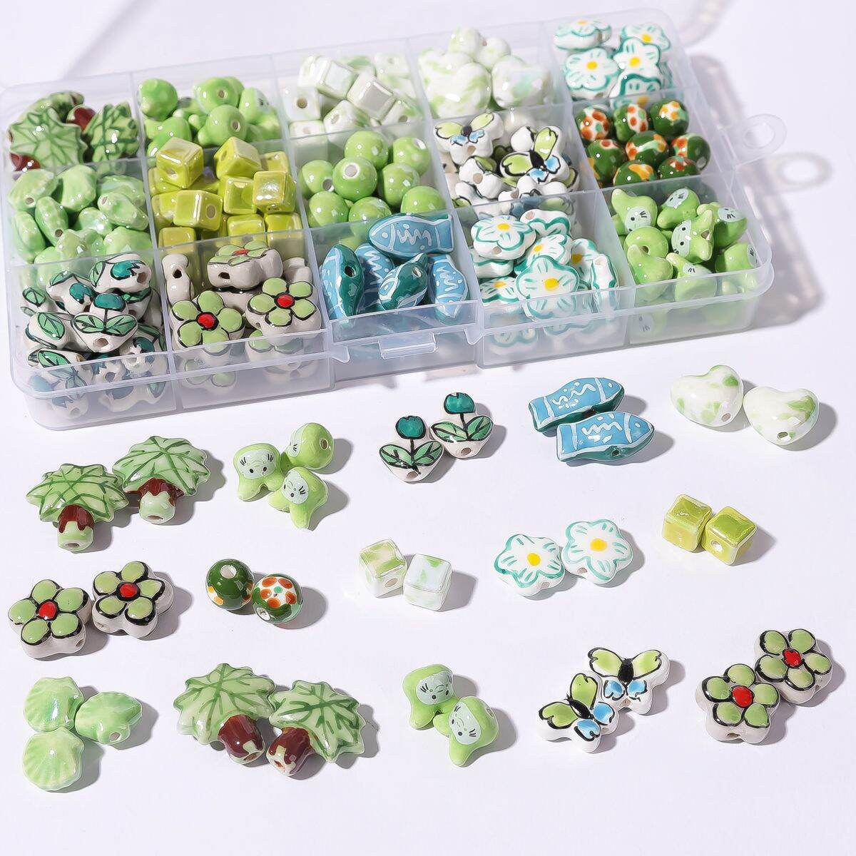 1 Piece Green Series Ceramics DIY Jewelry Bead